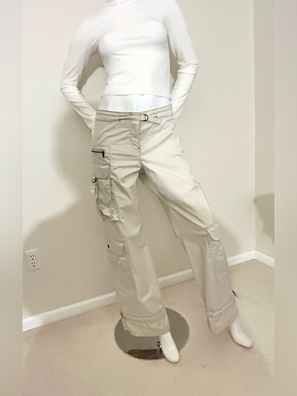 The Limited Cream Cargo Wide-Leg Pants